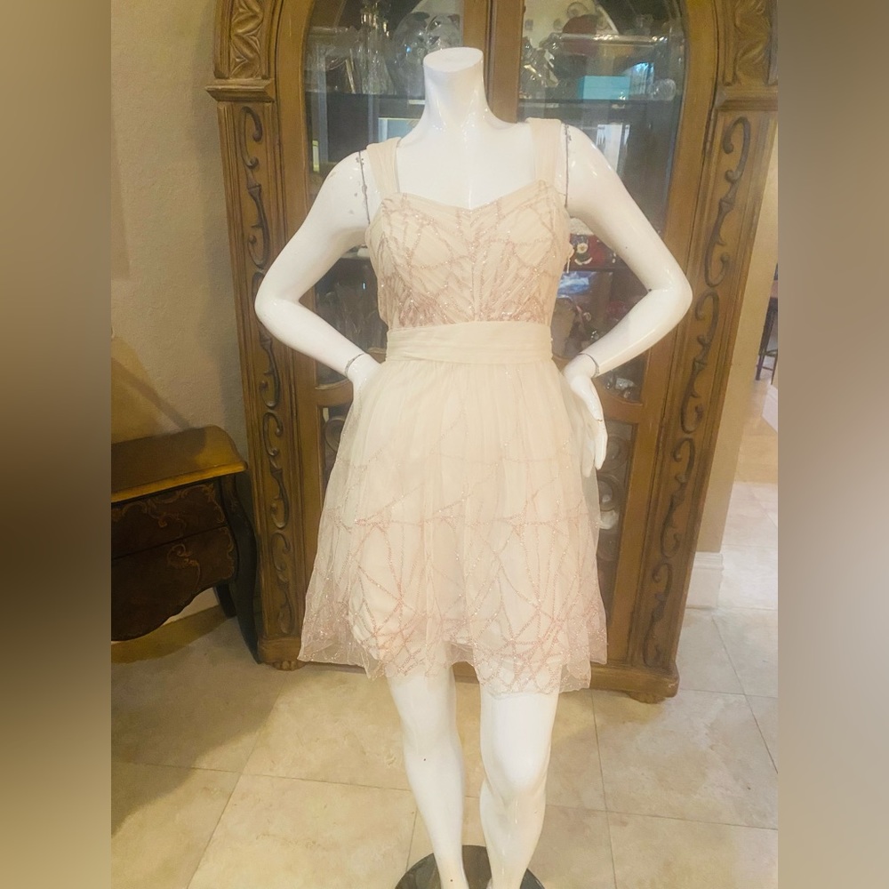 Hailey Logan For Adrianna Papell Cream Shimmer Dress Sz 11/12